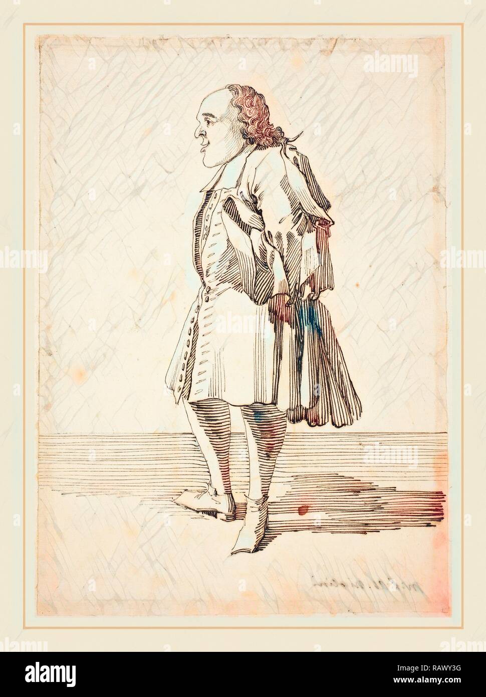 Pier Leone Ghezzi, Italienisch (1674-1755), Karikatur einer männlichen Figur, Pen und eisengallustinte Tinte über Graphit auf festgelegten Neuerfundene Stockfoto