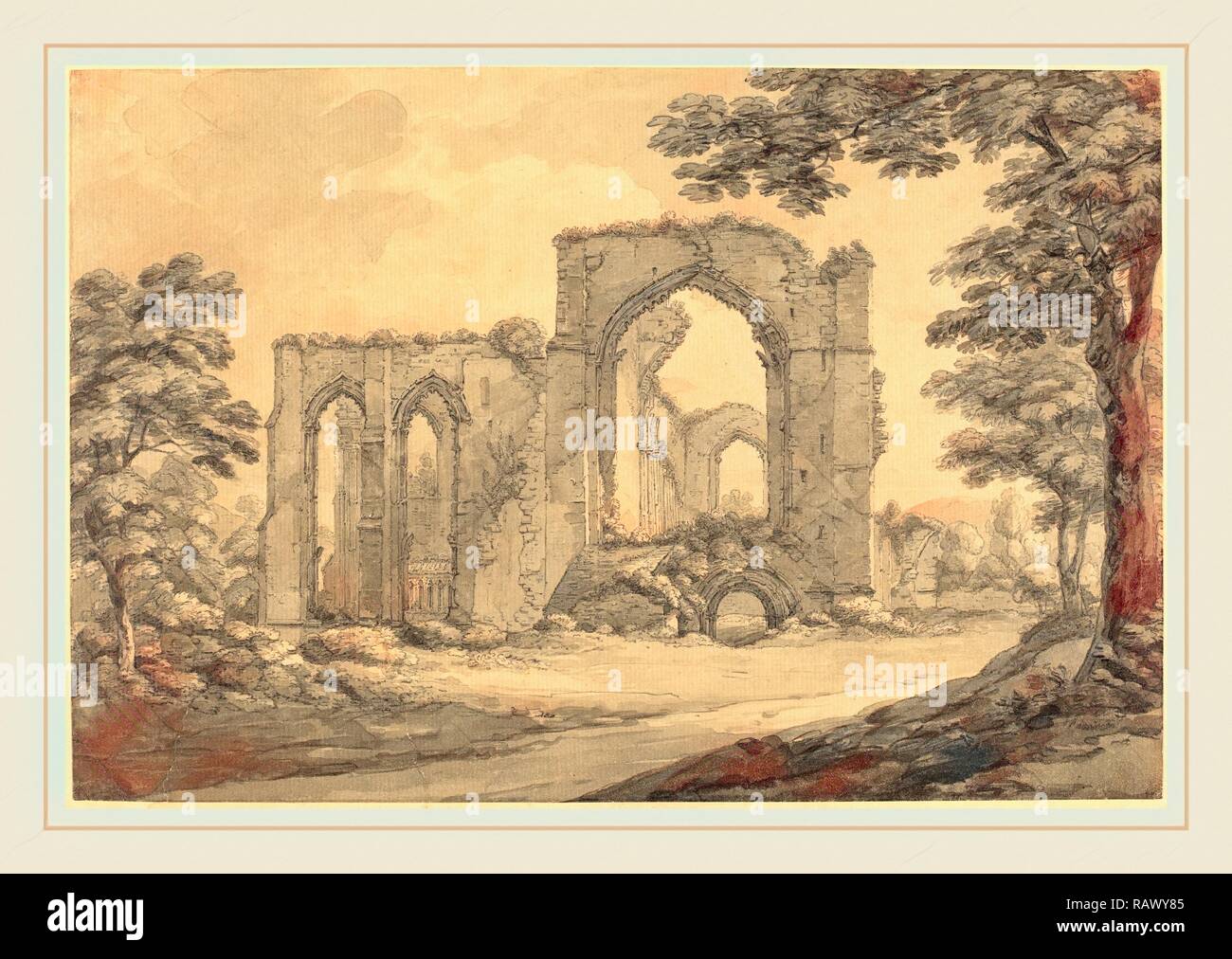 Thomas Hearne, britischen (1744-1817), Furness Abbey, 1777, Graphit und Stift und Tinte Grau mit grauem Waschen auf Bütten neuerfundene Stockfoto