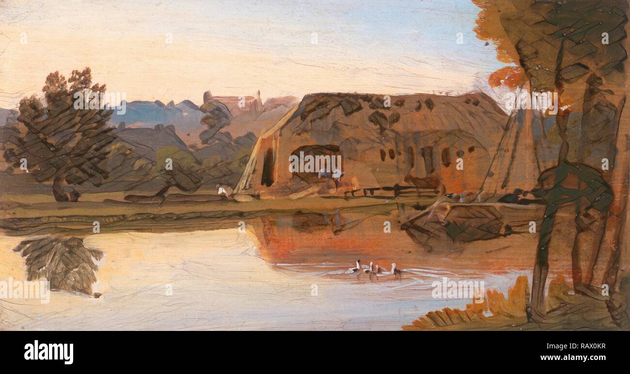 Auf dem Kennet, Lesen, William Havell, 1782-1857, Britisch. Neuerfundene durch Gibon. Klassische Kunst mit einem modernen Touch neuerfundene Stockfoto