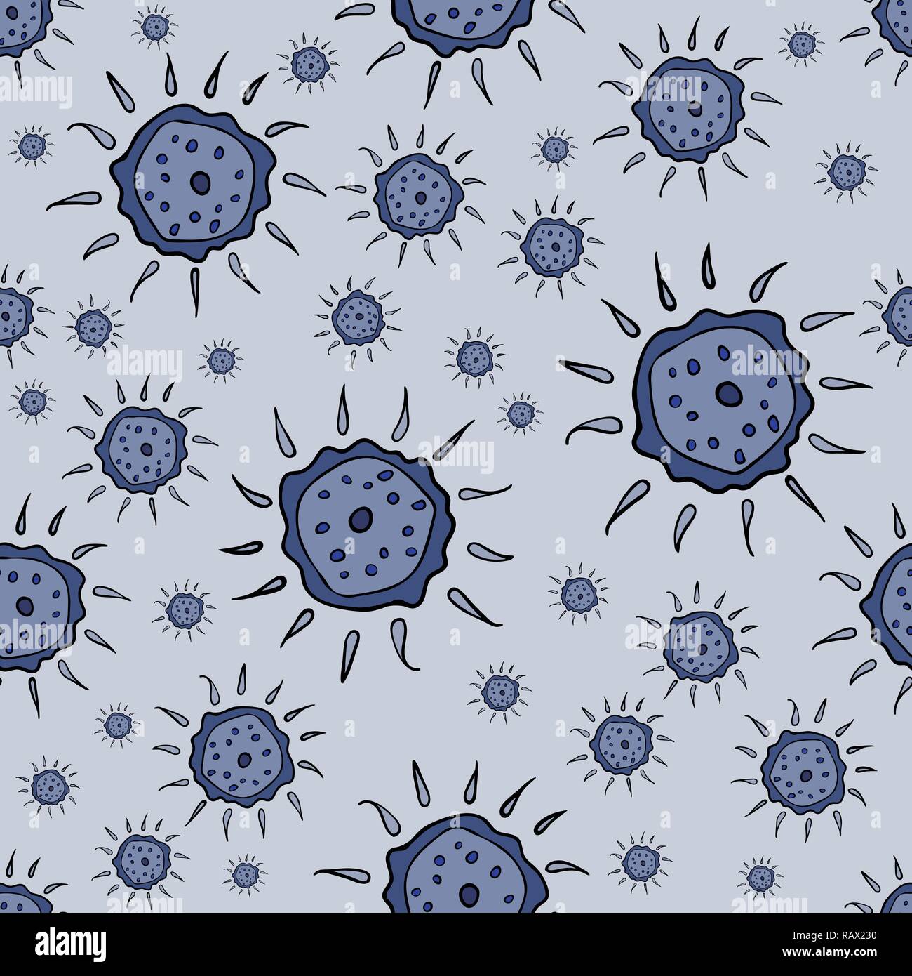 Nahtlose blumen muster. Licht grau-blauen Hintergrund. Zum Bedrucken von Verpackungen, Taschen, Tassen, Laptop, etc. Vector Illustration. Stock Vektor