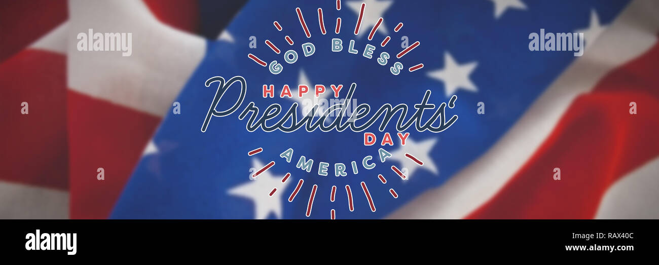 Das zusammengesetzte Bild von Gott Amerika segnen. happy Präsidenten Tag. Vektor Typografie Stockfoto