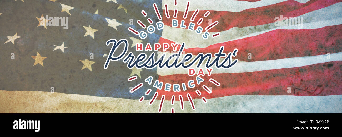 Das zusammengesetzte Bild von Gott Amerika segnen. happy Präsidenten Tag. Vektor Typografie Stockfoto