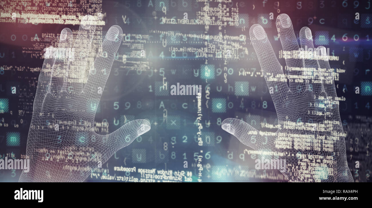 Das zusammengesetzte Bild im 3D-Bild von Hand Stockfoto