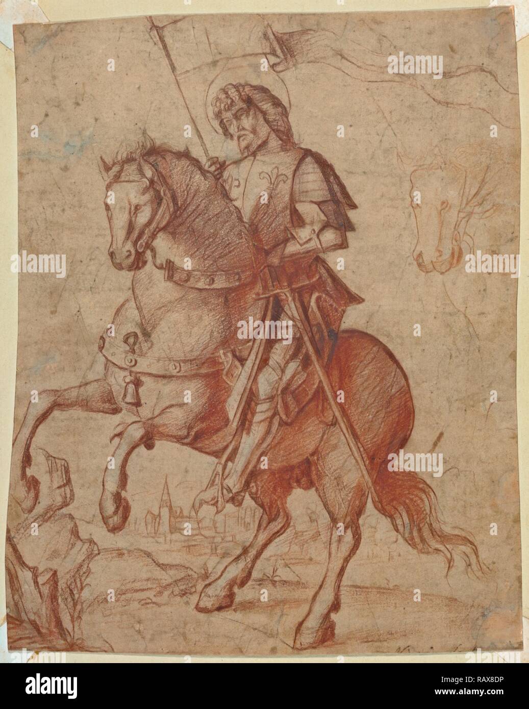 Ein Heiliger auf dem Pferderücken, Kreis von Giovanni Battista Cima da Conegliano, Italienisch (Venetian), ca. 1459/1460? - 1517/Neuerfundene Stockfoto