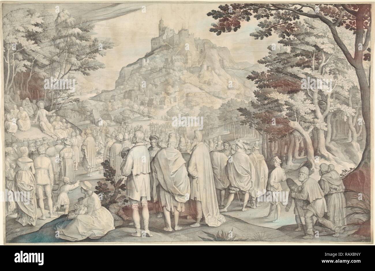 Predigt, Nicolaes de Bruyn, 1619. Neuerfundene durch Gibon. Klassische Kunst mit einem modernen Touch neuerfundene Stockfoto