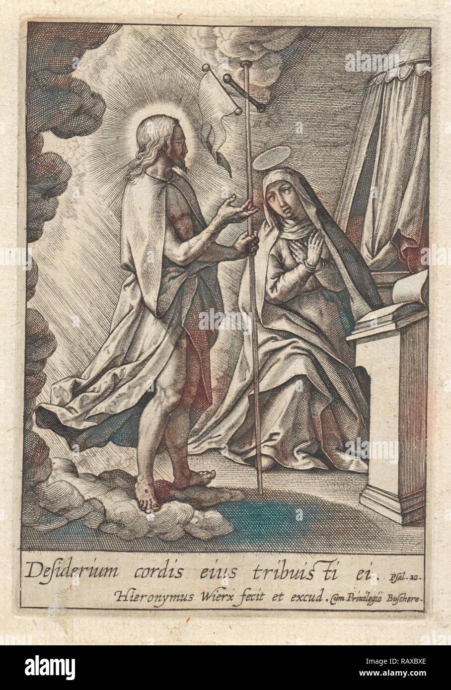 Christus erscheint Maria, Hieronymus Wierix, 1563 - vor 1619. Neuerfundene durch Gibon. Klassische Kunst mit einem modernen Touch neuerfundene Stockfoto