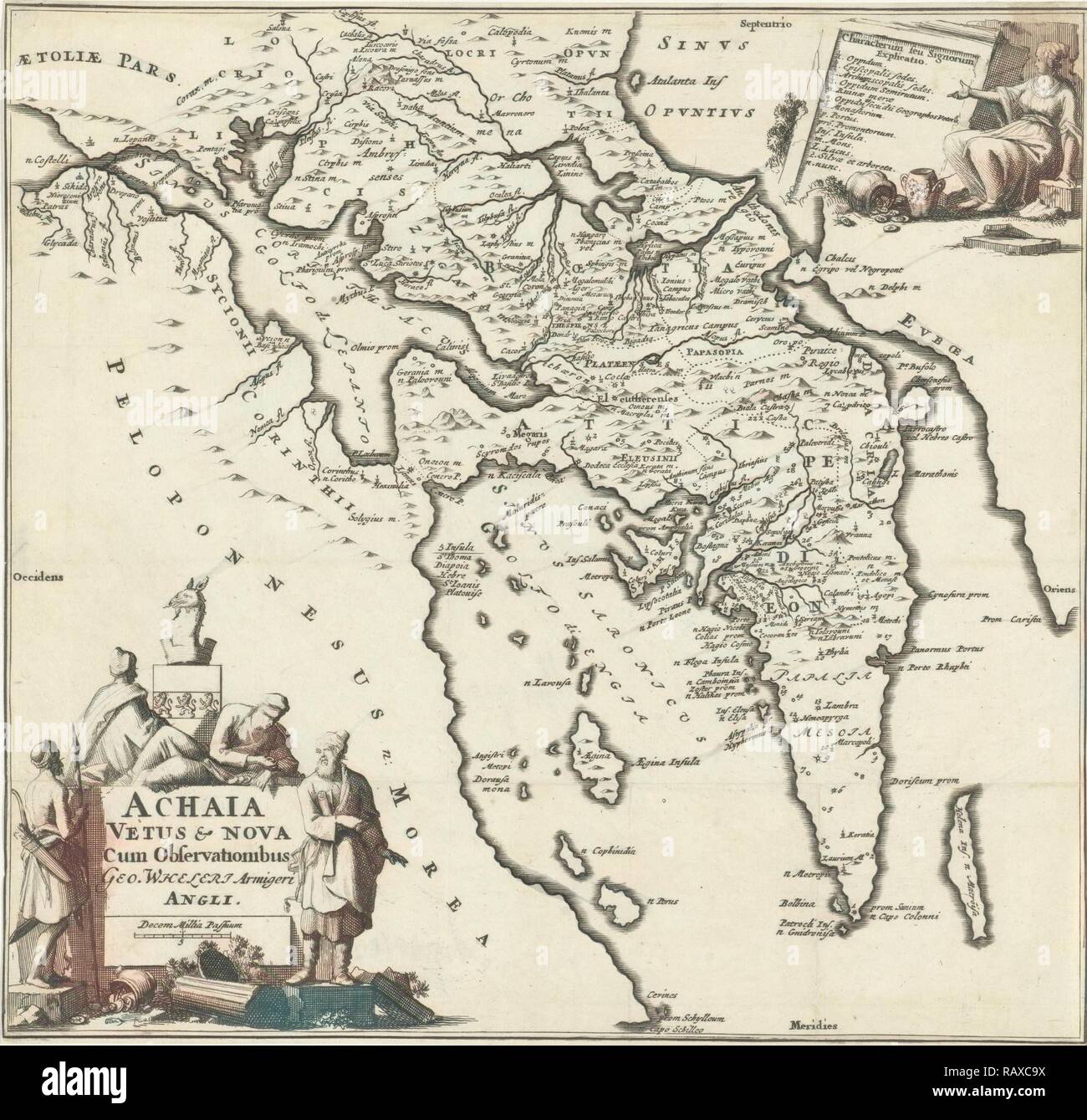 Karte von Achaia, Jan Luyken, Joannes Wolters, 1689. Neuerfundene durch Gibon. Klassische Kunst mit einem modernen Touch neuerfundene Stockfoto