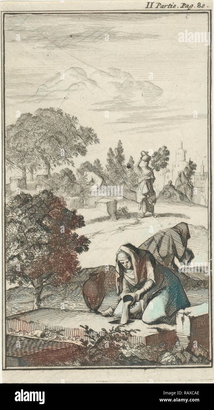 Drucken, Drucker Teekocher: Jan Luyken, Dating 1689. Neuerfundene durch Gibon. Klassische Kunst mit einem modernen Touch neuerfundene Stockfoto