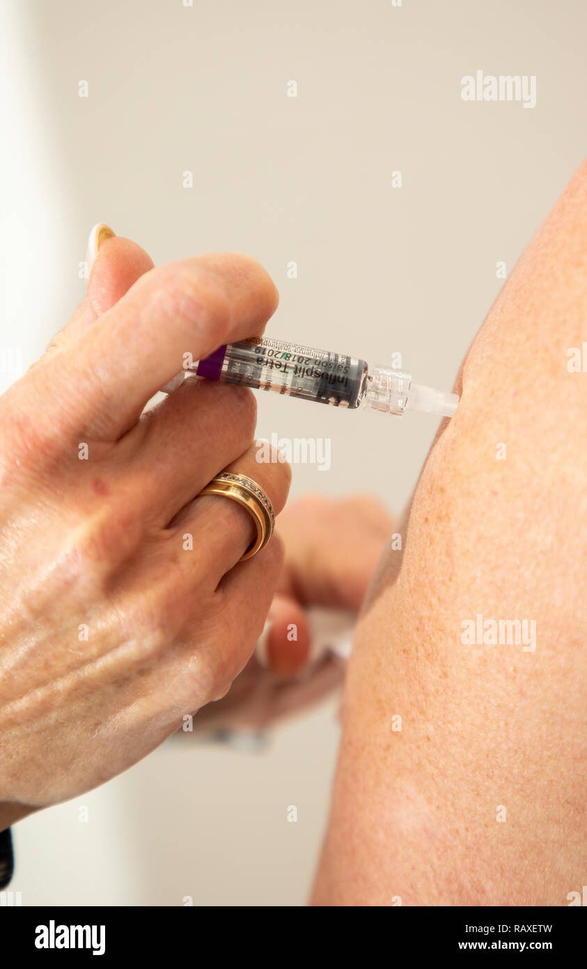 Eine Arztpraxis, Impfpass, Grippe schutz Impfung, Stockfoto