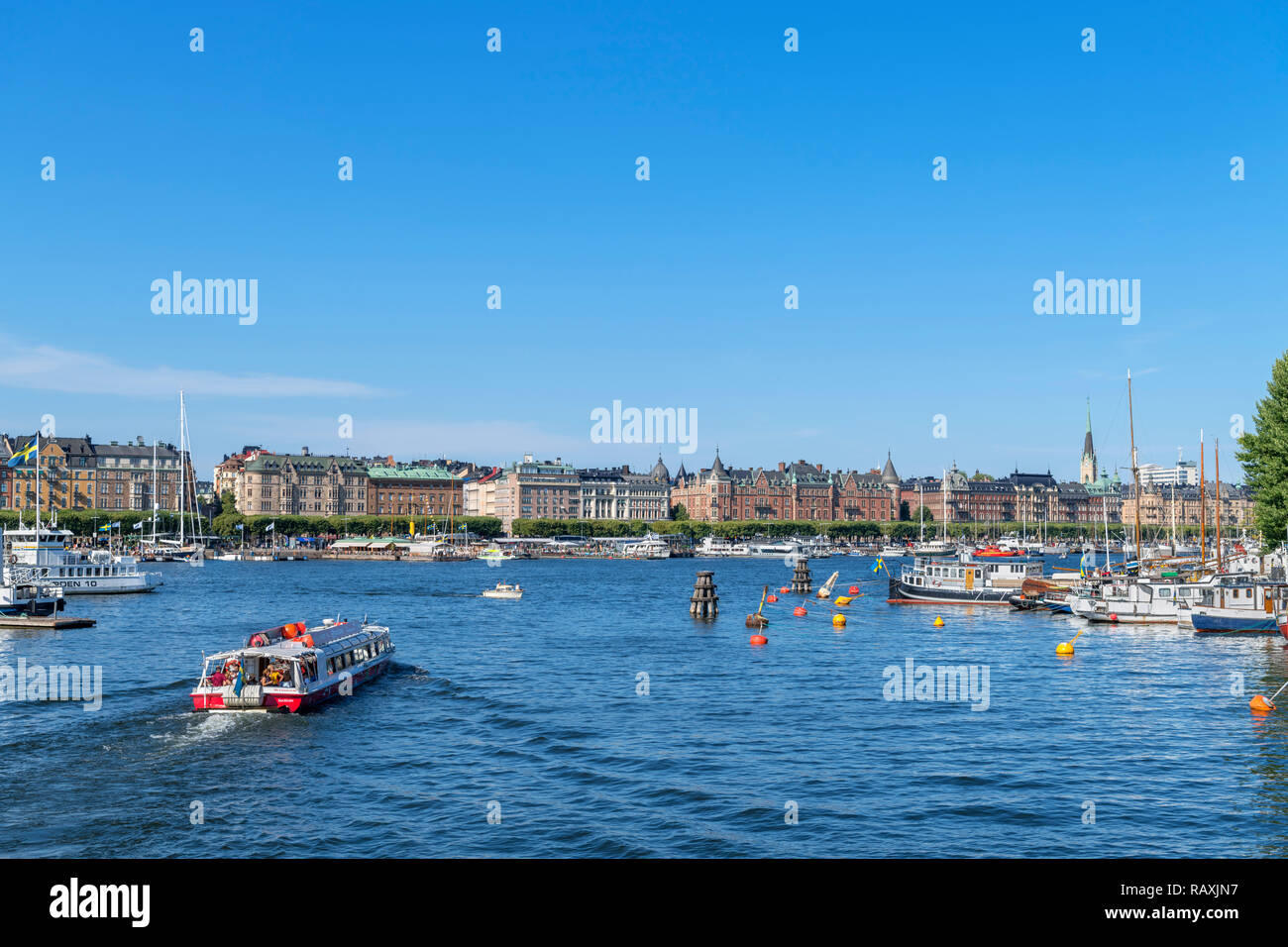 Blick von der Brücke in Richtung Östermalm, Skeppsholmen Djurgården Stockholm, Schweden Stockfoto