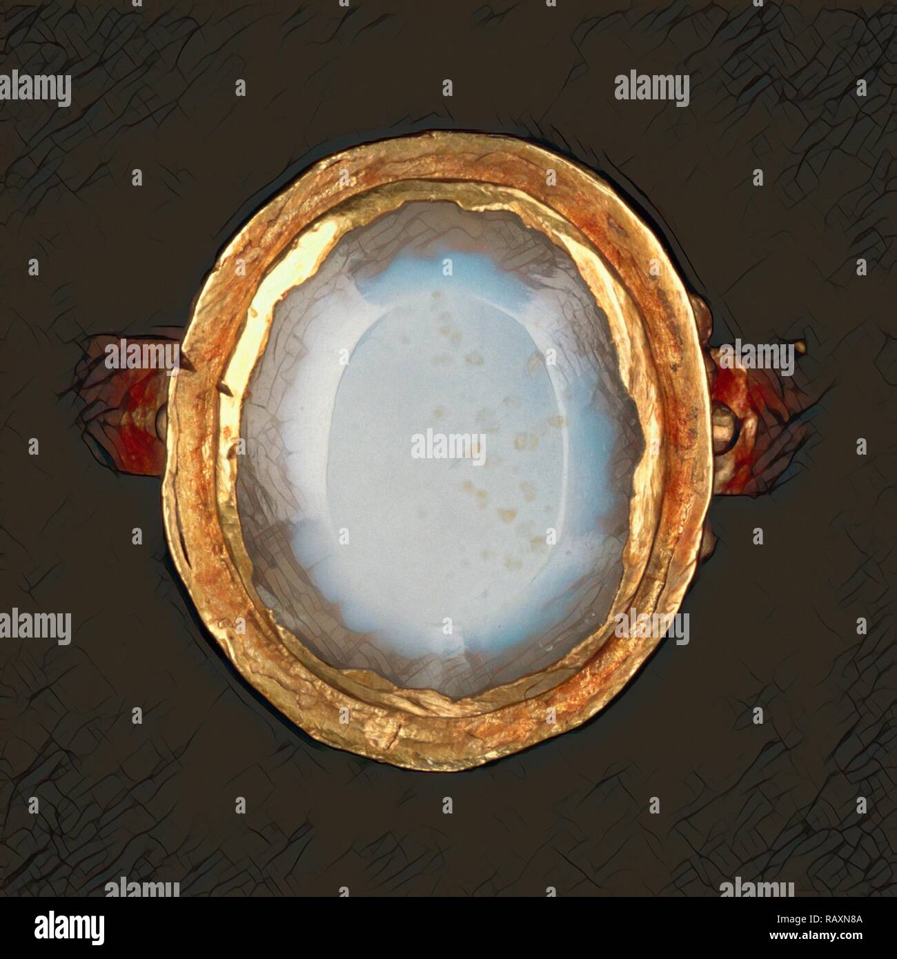 Ring, Unbekannt, Römische Reich, 250 - 400, Gold, Achat, Objekt: H: 3 x Durchm.: 2,7 cm (1 3/16 x 1 1/16 in.), Objekt (neu konzipiert Stockfoto