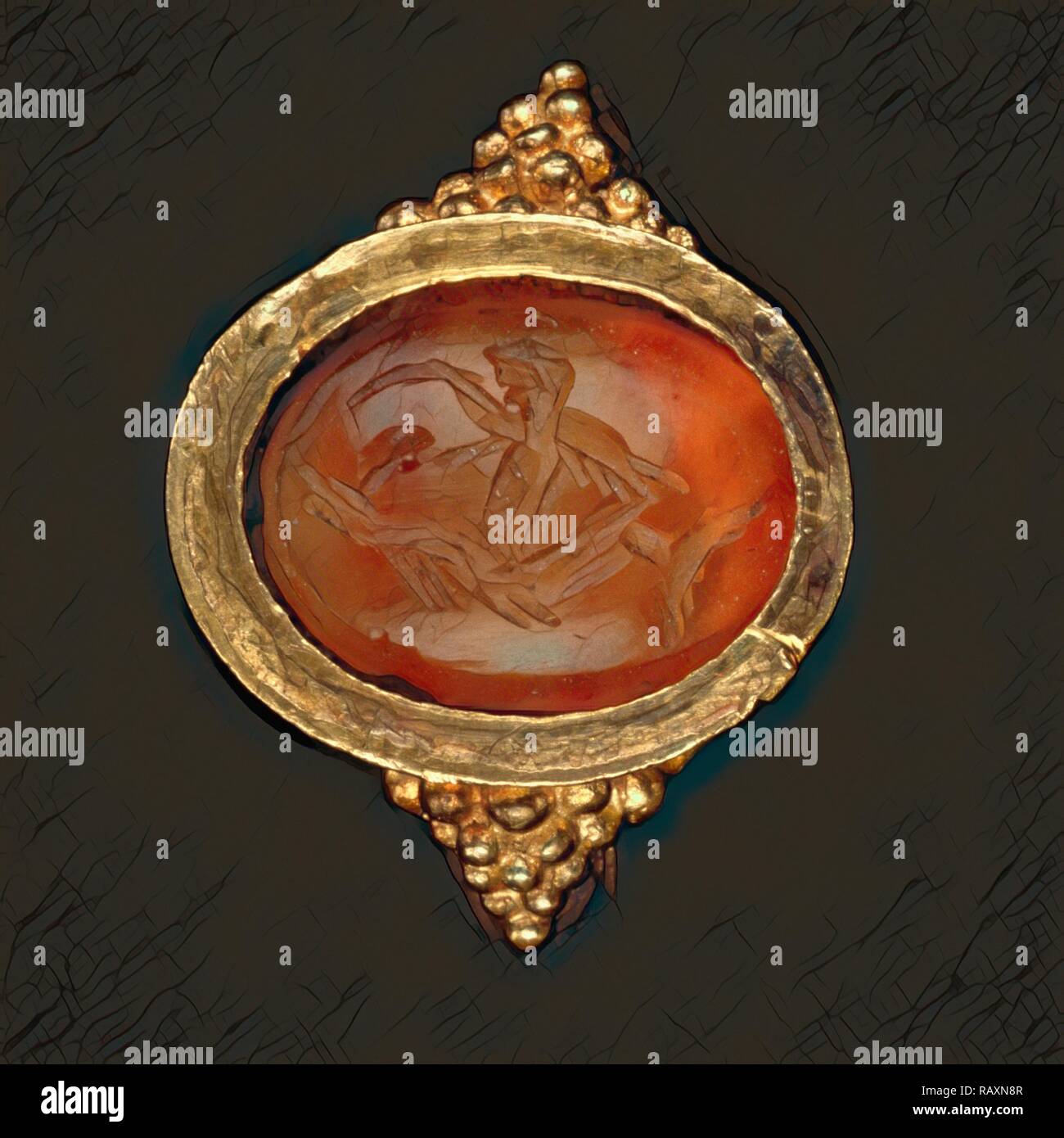 Ring, Unbekannt, Römische Reich, 250 - 400, Gold, Karneol, Objekt: H: 2,7 x Durchm.: 2,9 cm (1 1/16 x 1 1/8 in.), Objekt neuerfundene Stockfoto