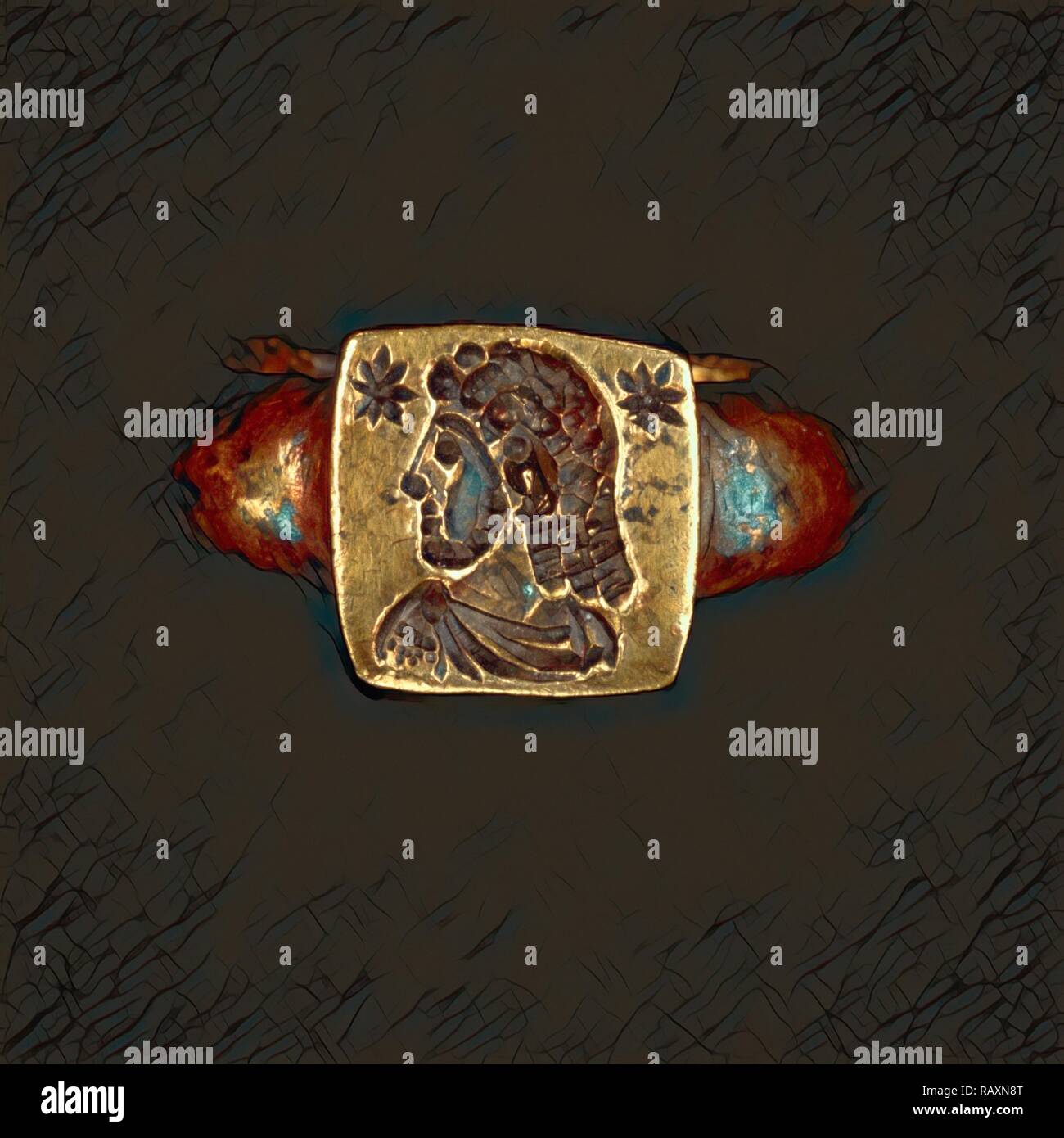 Ring, Unbekannt, Römische Reich, 250 - 400, Gold, Objekt: H: 1,9 x Durchm.: 2,6 cm (3/4 x 1 in.), Objekt (Blende): H: 0,8 x Neuerfundene Stockfoto