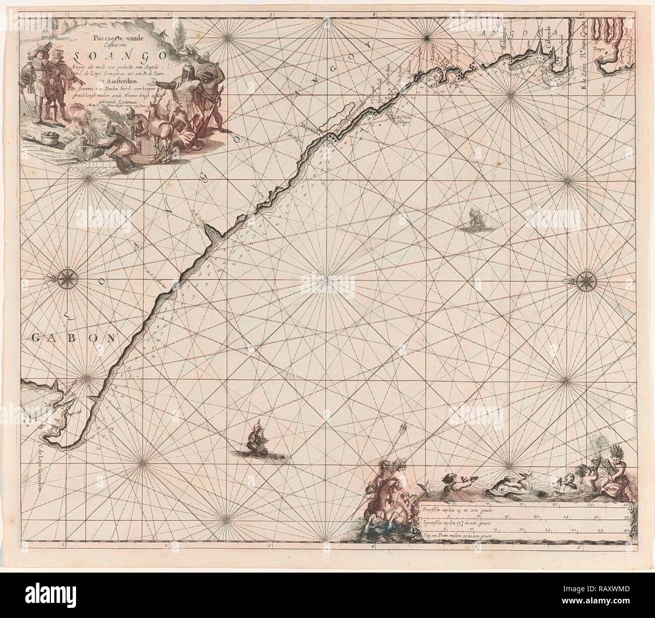 Seekarte an der Küste von Kongo, Gabun und Angola, Anonym, Johannes van Keulen (I), unbekannt, 1683 - 1799 überarbeitet Stockfoto