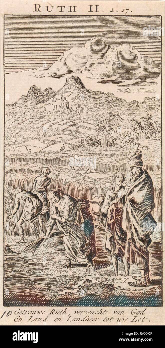 Boas und Ruth, Jan Luyken, Anonym, 1712. Neuerfundene durch Gibon. Klassische Kunst mit einem modernen Touch neuerfundene Stockfoto