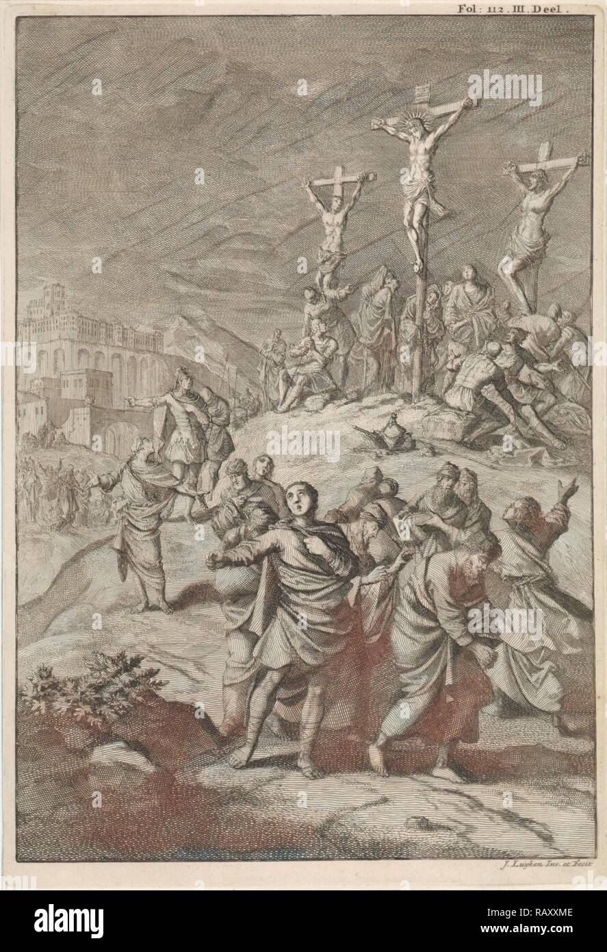 Sonnenfinsternis am Tod Christi, Jan Luyken, William Broedelet, 1700. Neuerfundene durch Gibon. Klassische Kunst mit einem Neuerfundene Stockfoto