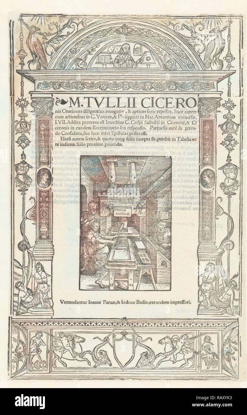 Titel Zeitschrift für Ciceros Oratio, Marcus Tullius Cicero, Jobst Badius, Jehan Petit, 1520. Neuerfundene Stockfoto