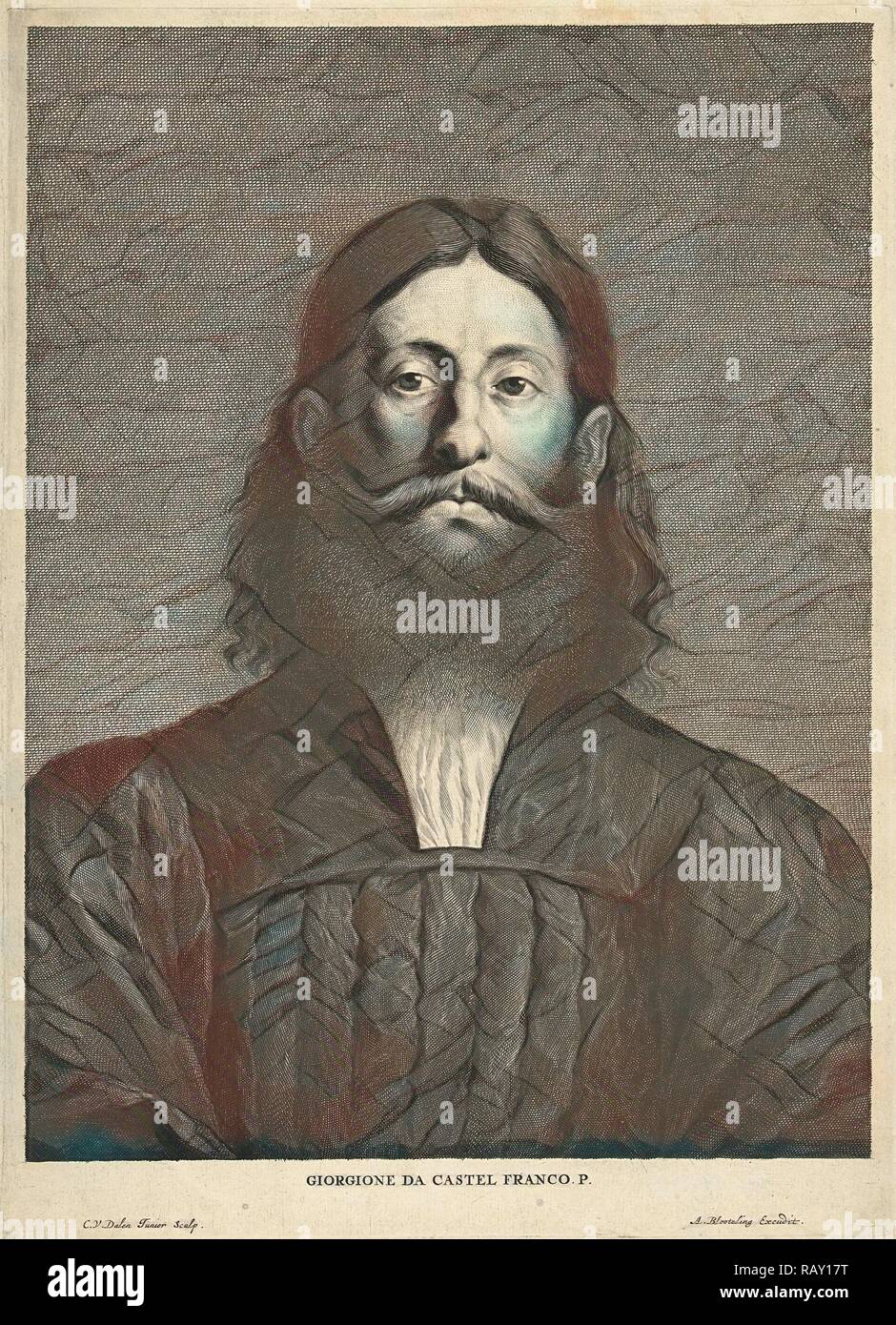 Porträt des Malers Giorgione, Cornelis Van Dalen (II), Abraham Bloteling, 1648 - 1664. Neuerfundene durch Gibon. Klassische neuerfundene Stockfoto