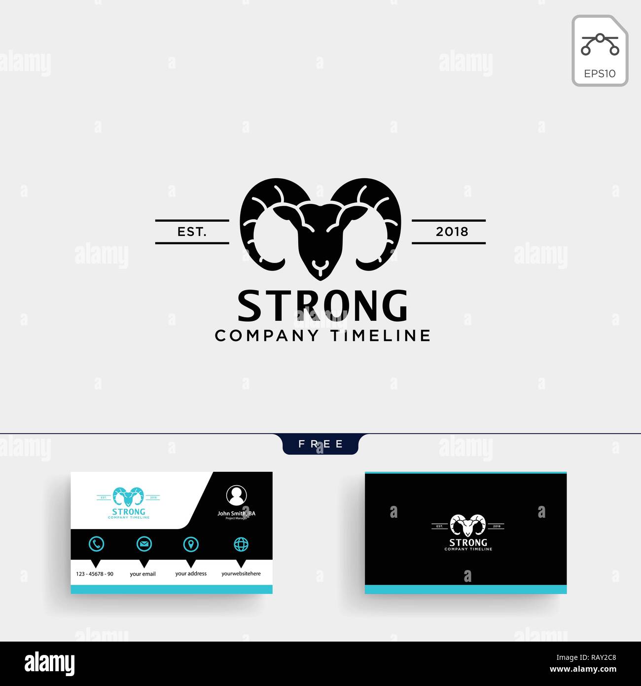 Starke Horn Bock logo template Vector Illustration und Business Card Design Stock Vektor