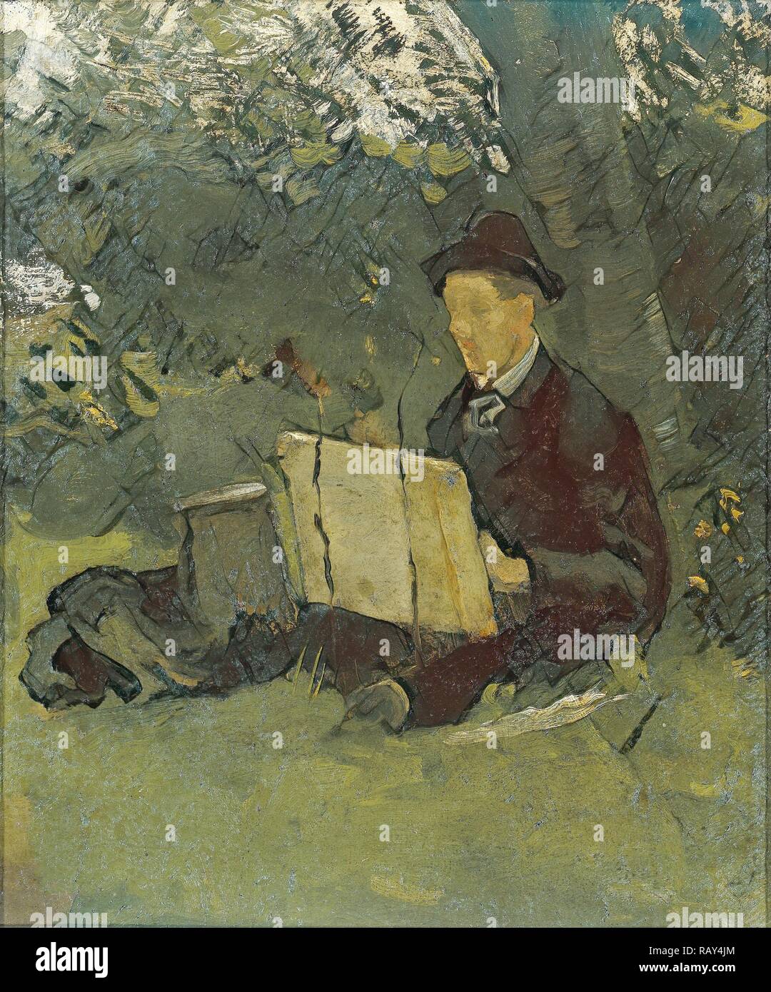 Jan Verkade, 1868-1946, Malerei unter einem Baum 1891, Richard Roland Holst, 1891. Neuerfundene durch Gibon. Klassische Kunst mit Neuerfundene Stockfoto