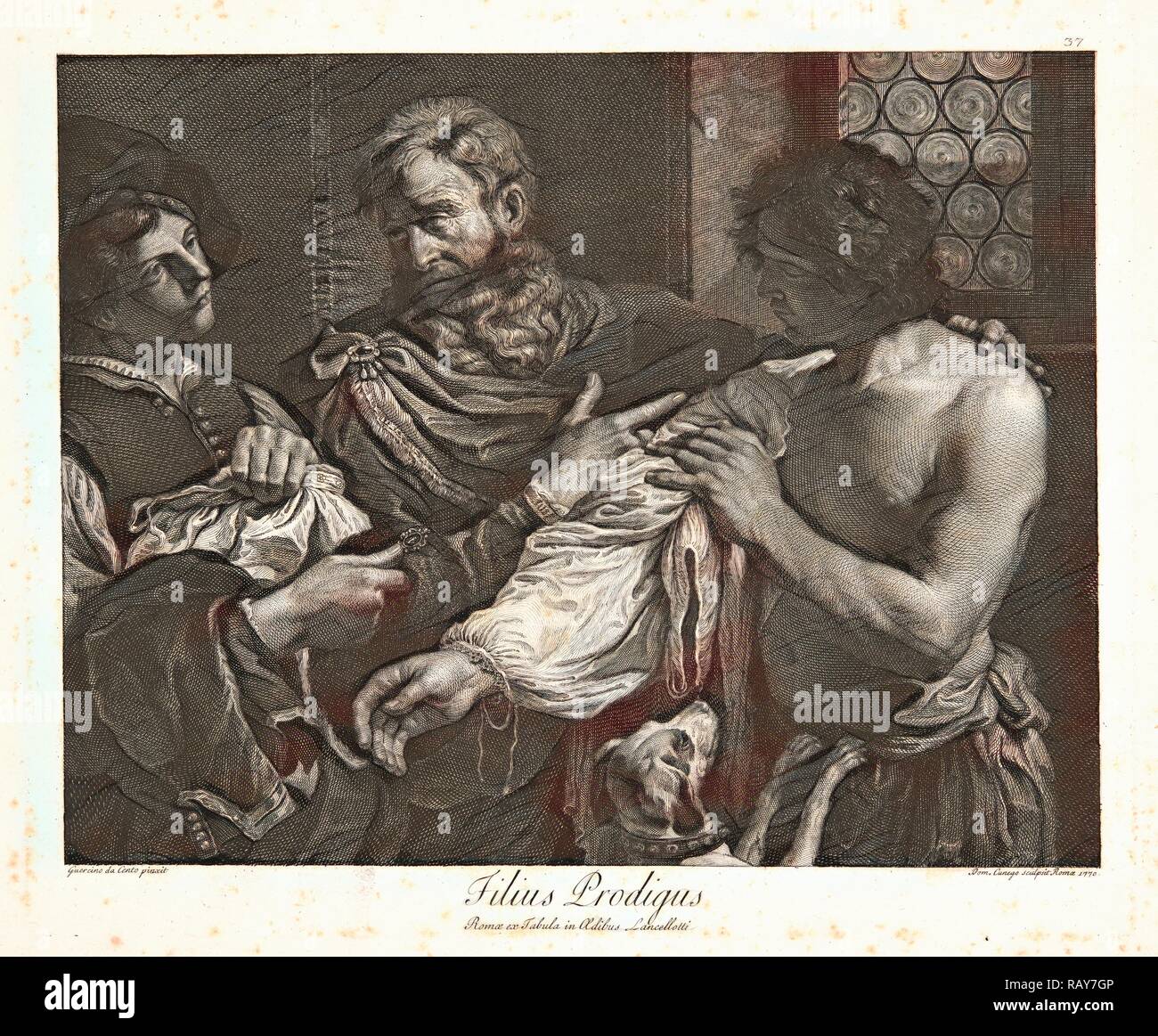 Domenico Cunego (Italienisch, 1727-1803) nach guercino (alias Giovanni Francesco Barbieri, Italienisch, 1591-1666). Verlorene neuerfundene Stockfoto