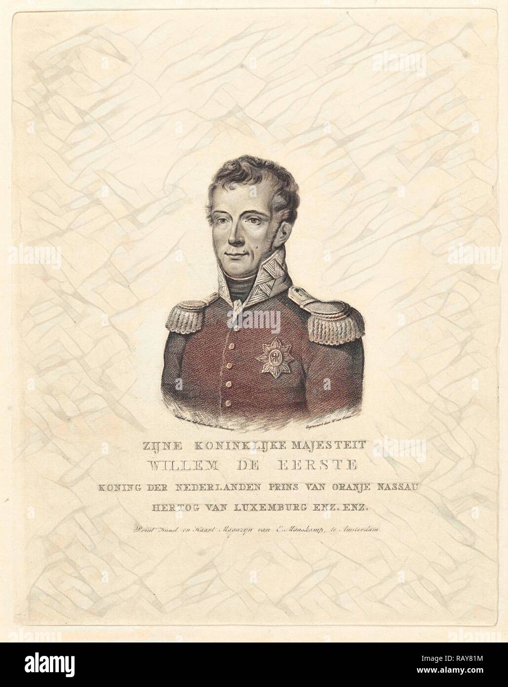 Portrait von Willem Frederik Ich, König der Niederlande. Willem van Senus, Evert Maaskamp, 1814 - 1843. Neuerfundene Stockfoto