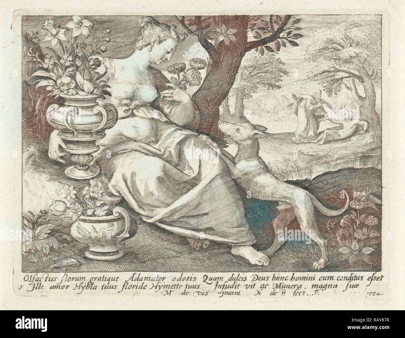 Geruch, Nicolaes de Bruyn, 1581-1656. Neuerfundene durch Gibon. Klassische Kunst mit einem modernen Touch neuerfundene Stockfoto