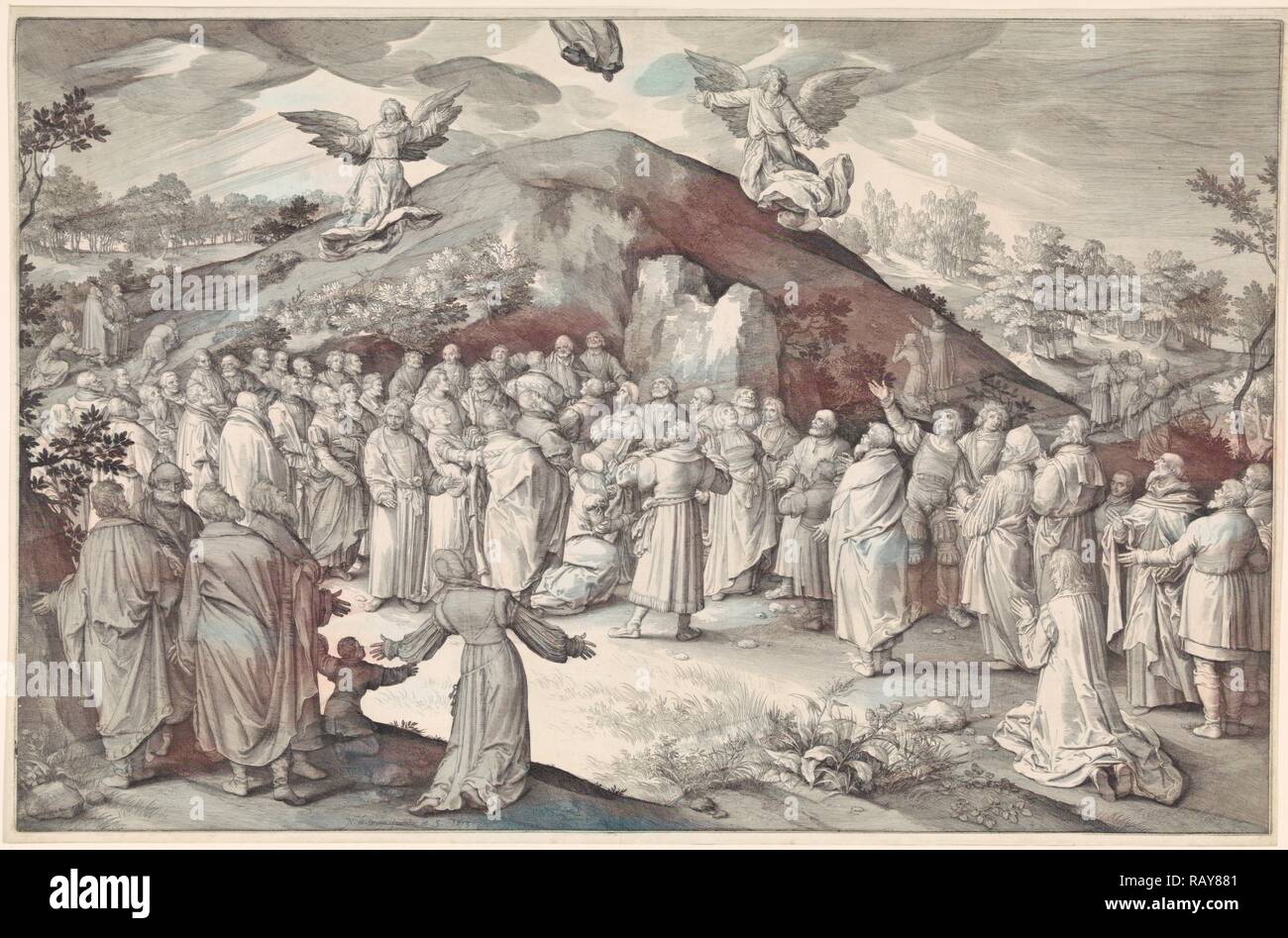 Christi Himmelfahrt, Nicolaes de Bruyn, 1613. Neuerfundene durch Gibon. Klassische Kunst mit einem modernen Touch neuerfundene Stockfoto