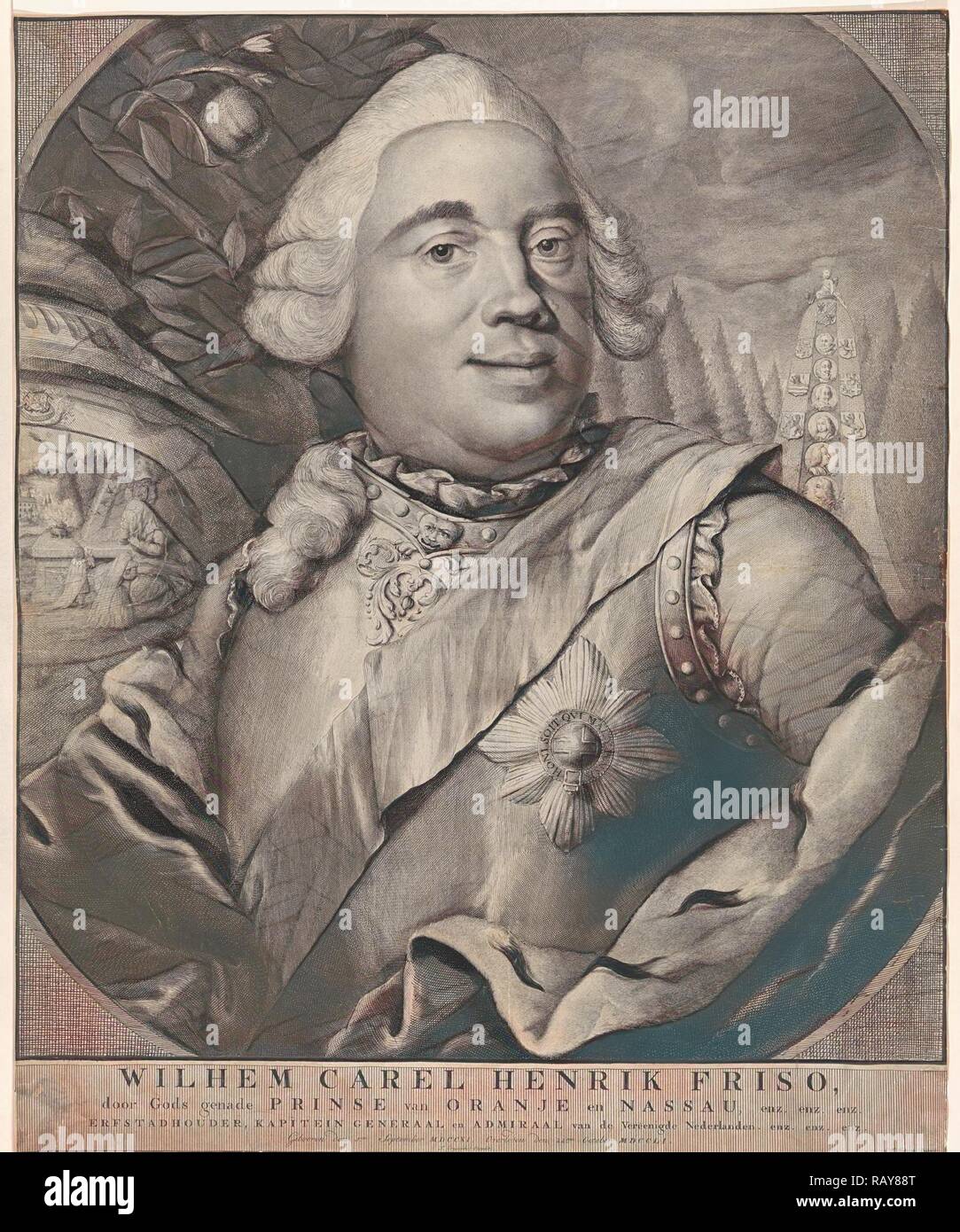 Portrait von Wilhelm IV., Fürst von Oranien-nassau, Christian Friedrich Fritzsch, Theodorus Crajenschot neuerfundene, 1751 - 1774 Stockfoto