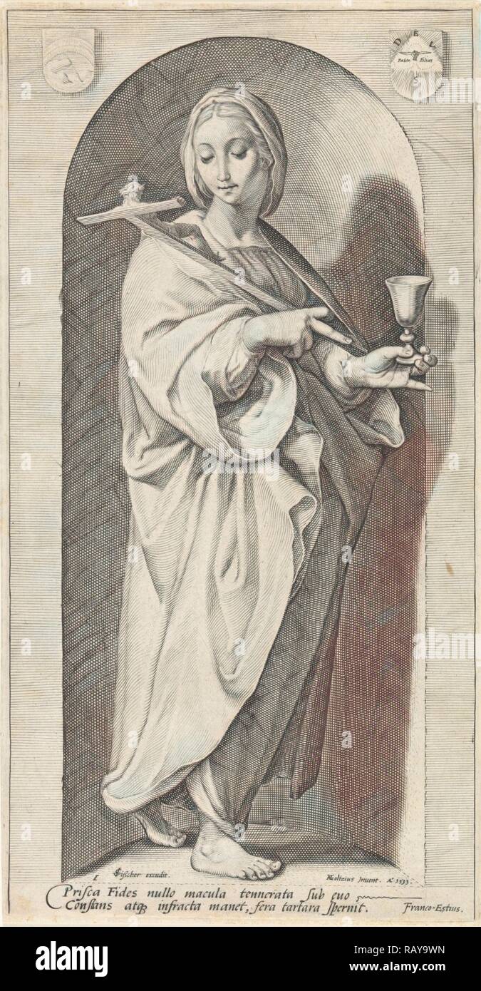 Glauben (Fides), Jacob Matham, Franco Estius, Claes Jansz. Visscher (II), 1593. Neuerfundene durch Gibon. Klassische Kunst mit einem Neuerfundene Stockfoto