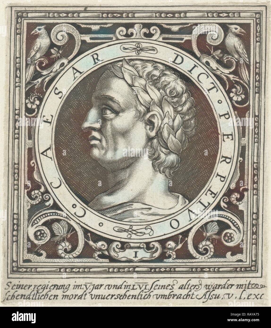 Portrait von Julius Caesar Medaillon, Nicolaes de Bruyn, 1594. Neuerfundene durch Gibon. Klassische Kunst mit einem modernen Touch neuerfundene Stockfoto