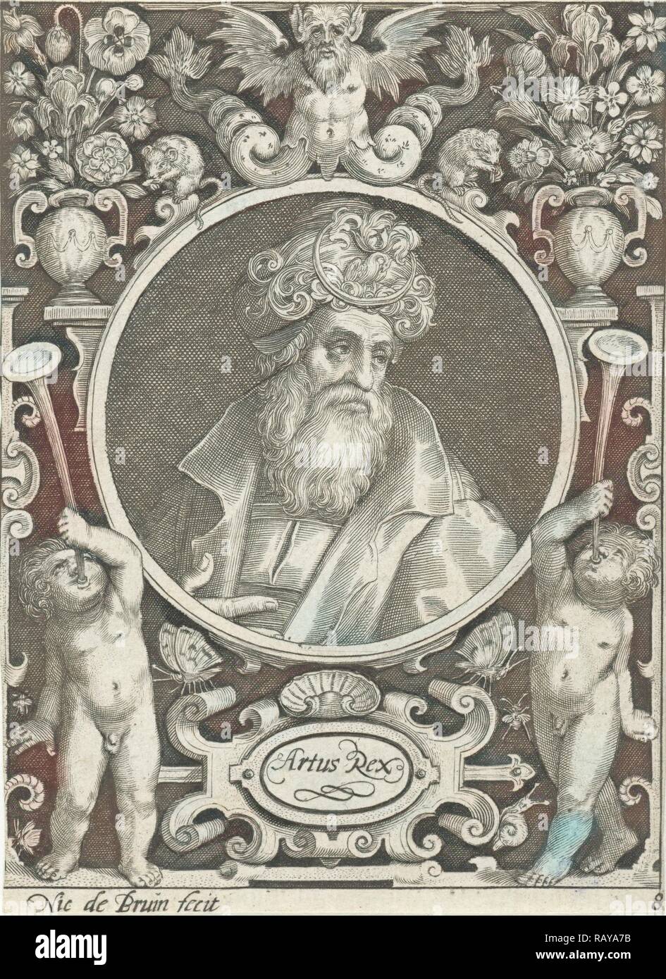 Portrait von Judas der Makkabeer, Nicolaes de Bruyn, 1594. Neuerfundene durch Gibon. Klassische Kunst mit einem modernen Touch neuerfundene Stockfoto