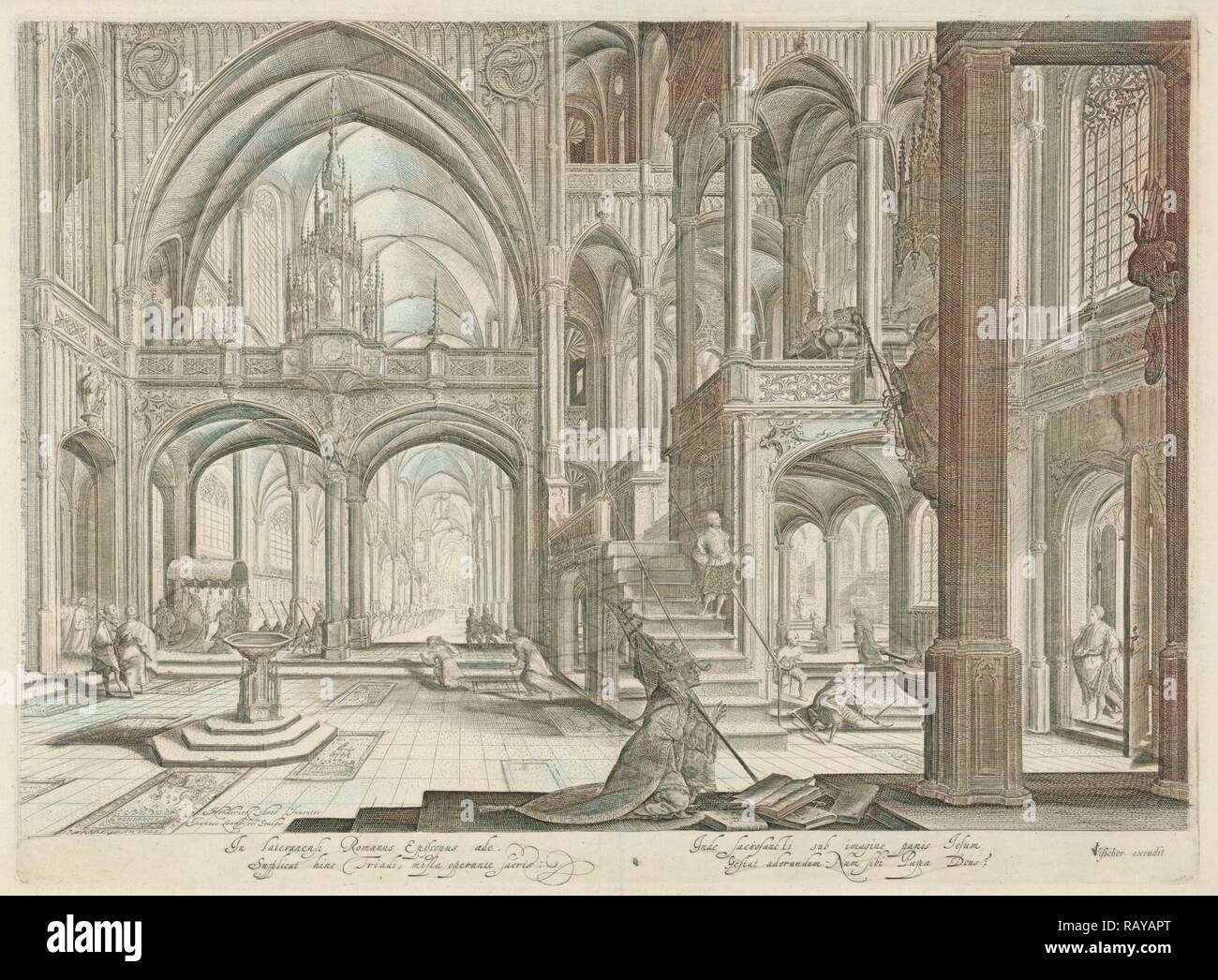 Innenraum der Lateranbasilika in Rom, Jan van Londerseel, Claes Jansz. Visscher (II), 1601 - 1652. Neuerfundene Stockfoto