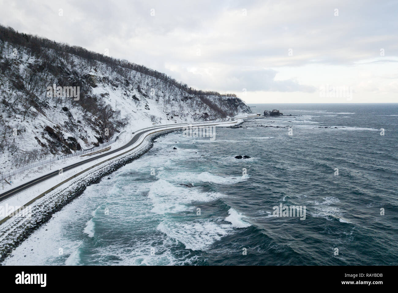 Shiretoko Peninsula Road Trip entlang der Küste Stockfoto