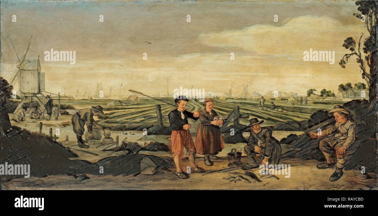 Fischer und Bauern, Arent Arentsz., C. 1625 - 1631. Neuerfundene durch Gibon. Klassische Kunst mit einem modernen Touch neuerfundene Stockfoto