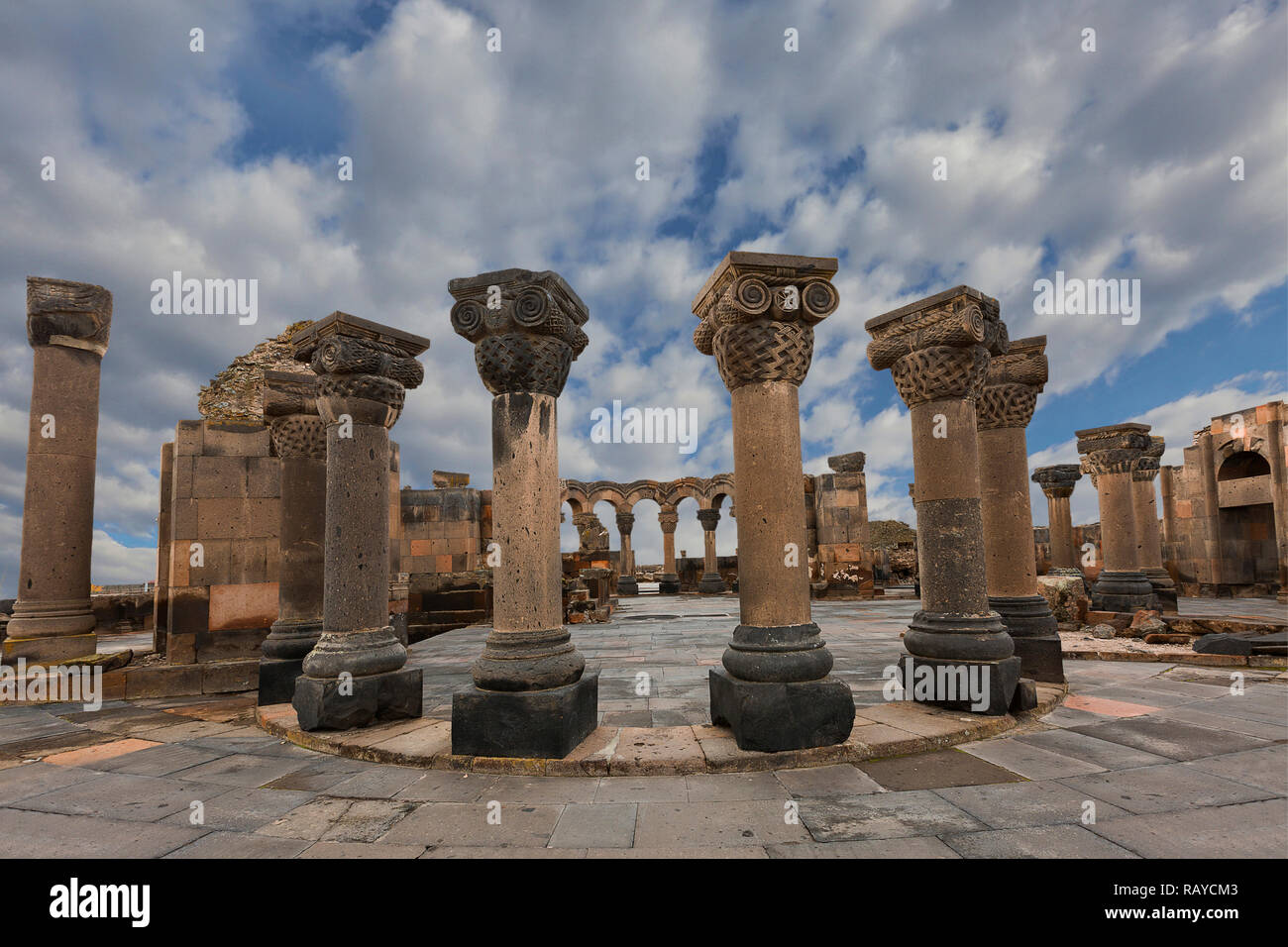 Ruinen der alten christan Tempel von Zvartnots in der Nähe von Jerewan, Armenien. Stockfoto