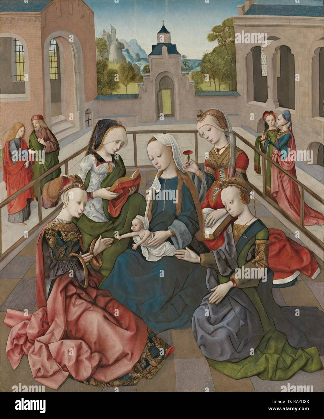 Die Jungfrau und Kind mit vier heiligen Jungfrauen, Meister der Virgo inter Virgines, C. 1495 - C. 1500. Neuerfundene Stockfoto