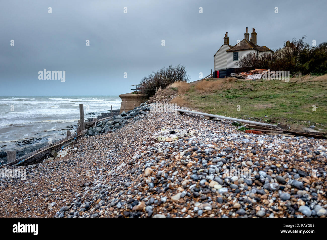 Küstenwache Cottages im Seaford Head Stockfoto