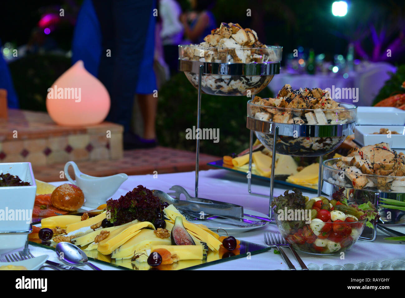 Marokkanische Buffet Essen, Ramadan Iftar ende Hochzeit Stockfoto