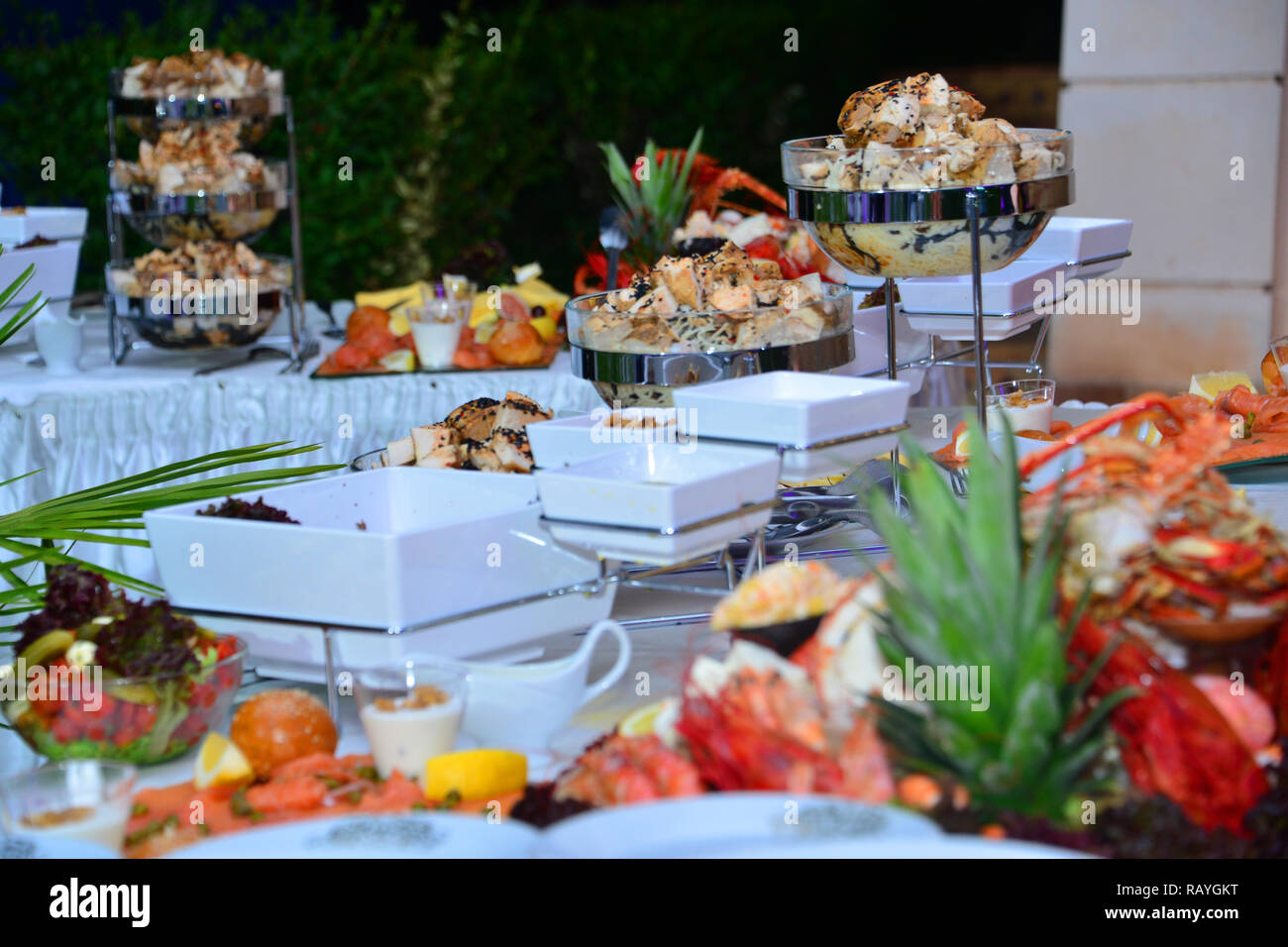 Marokkanische Buffet Essen, Ramadan Iftar ende Hochzeit Stockfoto