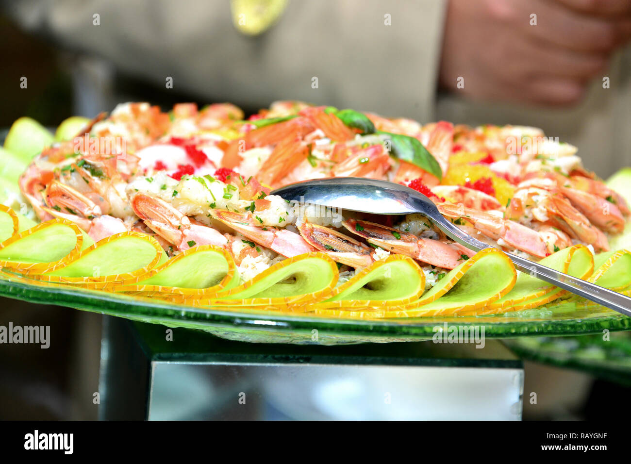 Buffet Gemüse. Kartoffeln und Bohnen. Gesunde Ernährung Stockfoto