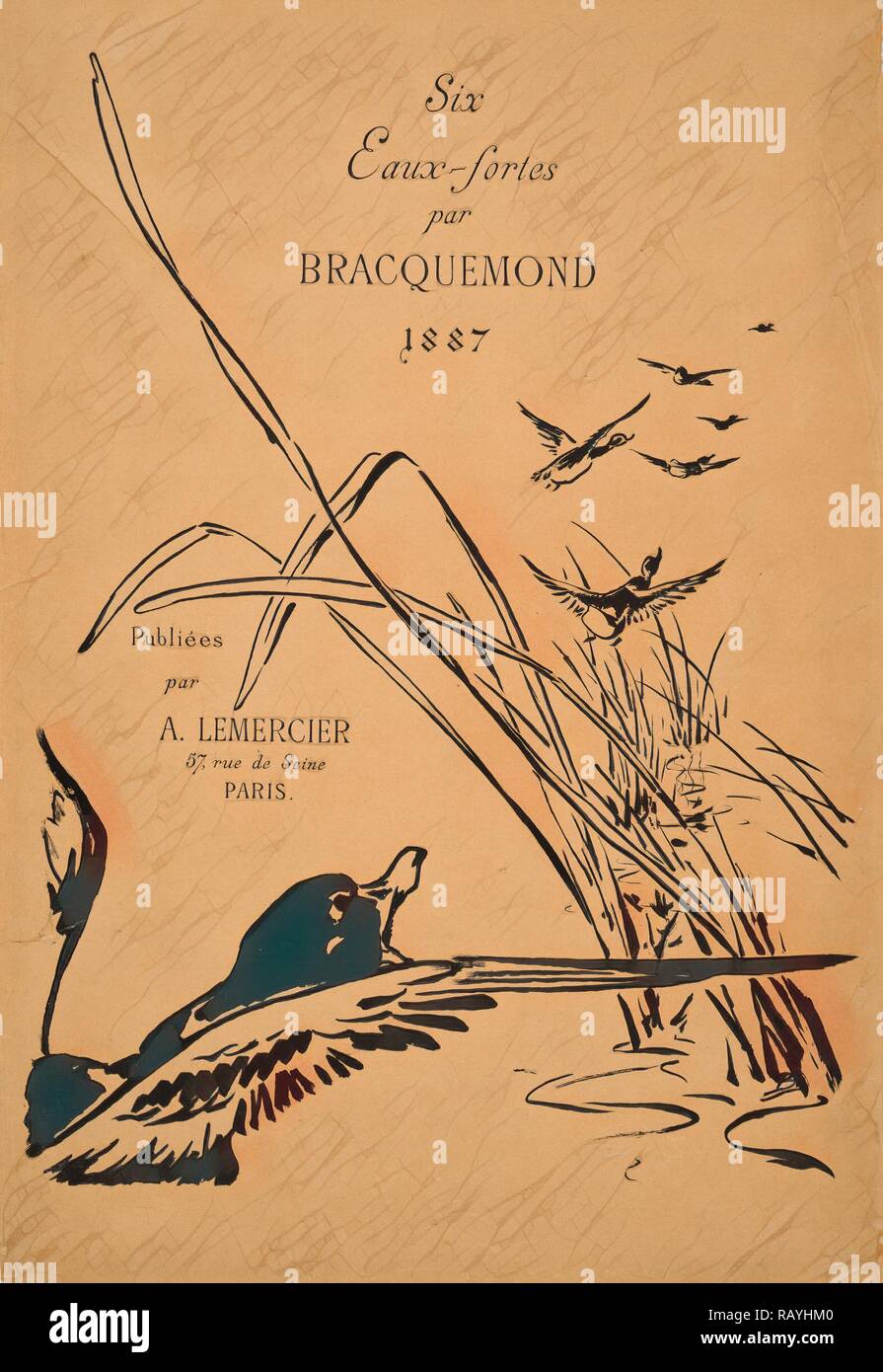 Félix Bracquemond (Französisch, 1833 - 1914). Abdeckung für sechs Eaux-fortes par Bracquemond, 1887, 1887. Lithographie neuerfundene Stockfoto