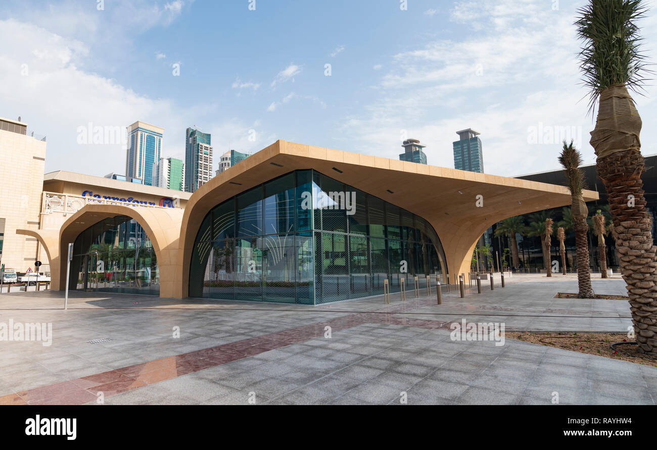Neue moderne U-Bahnhof in West Bay, Doha, Katar Stockfoto
