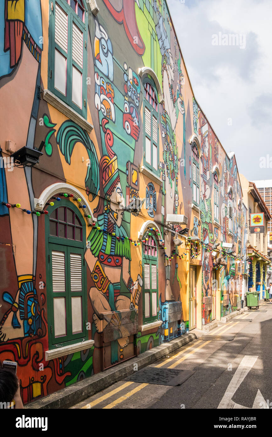 Singapur - 22. Dezember 2018: Haji Lane Wandmalereien. Dies ist in der Kampong Glam Bereich Stockfoto