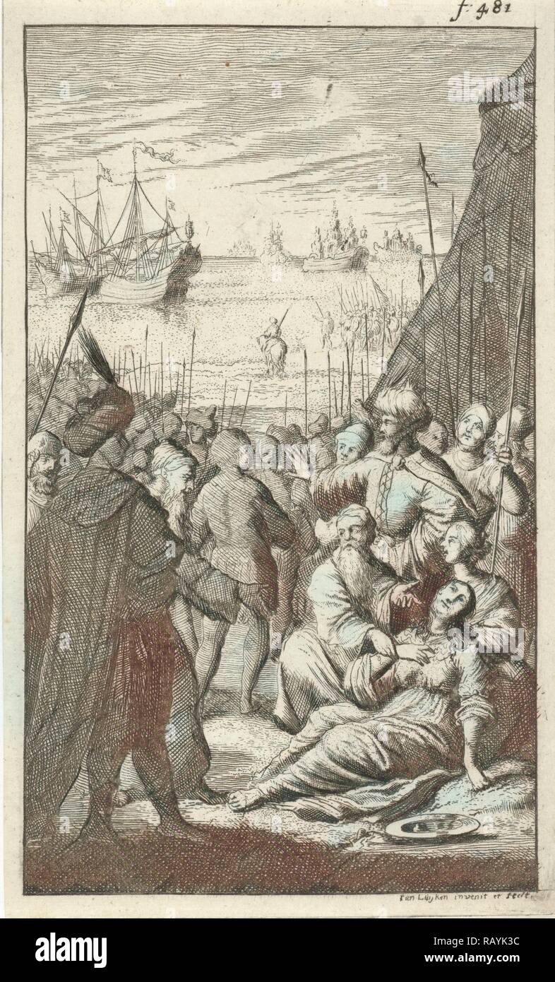 Argenis Ohnmacht, Jan Luyken, 1680. Neuerfundene durch Gibon. Klassische Kunst mit einem modernen Touch neuerfundene Stockfoto