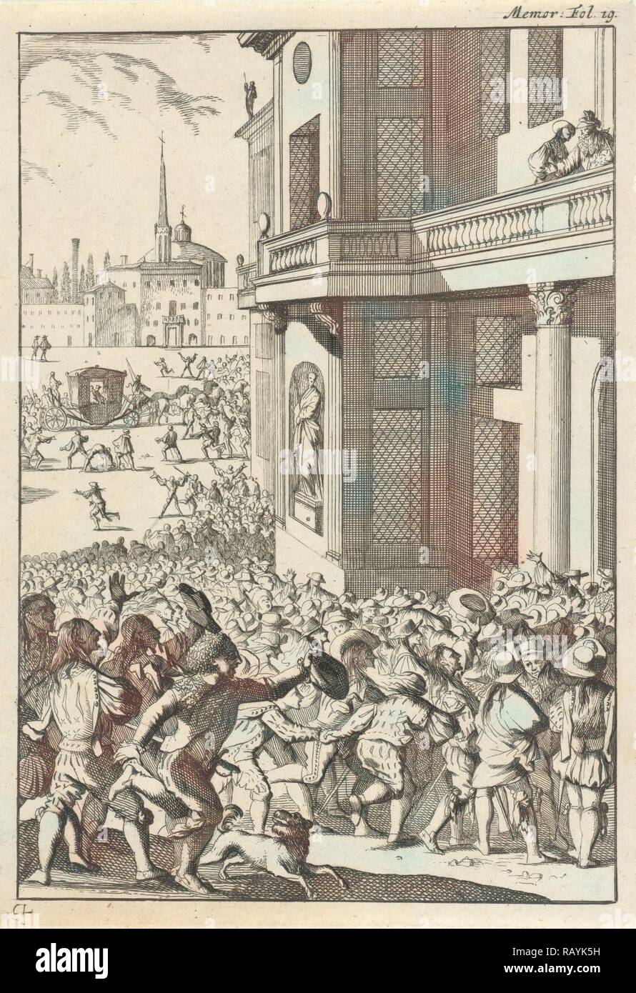 Großen Volksaufstand vor dem Palast in Madrid, Spanien, drucken Teekocher: Caspar Luyken, Willem Broedelet, 1696 überarbeitet Stockfoto