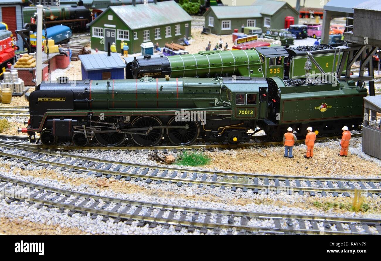 Ein Modell der Dampflokomotive Oliver Cromwell Stockfoto