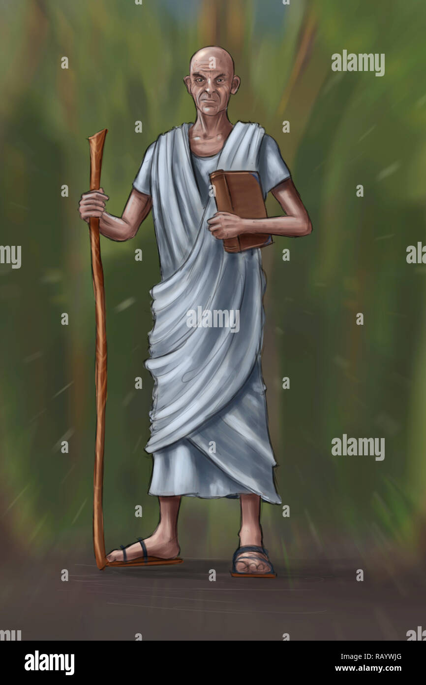 Concept Art Fantasy Abbildung des Alten Weisen Mann oder Priester oder Philosoph Stockfoto