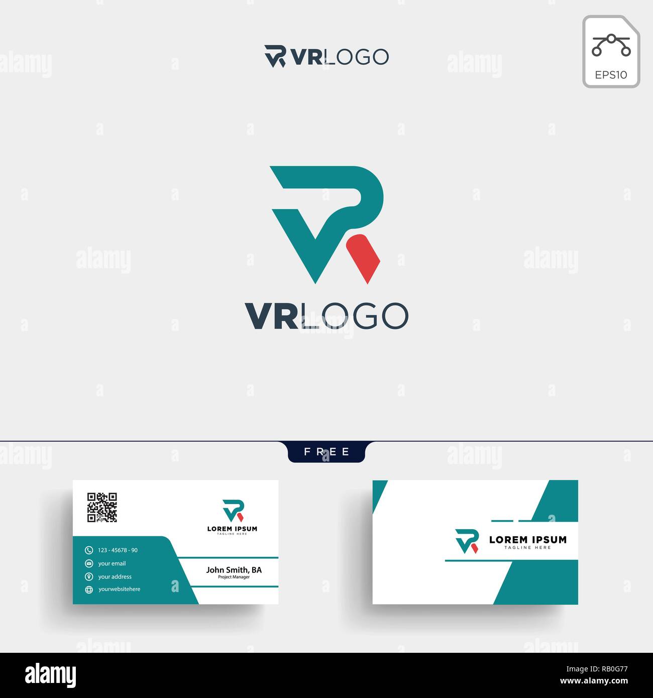 Erste VR-visuelle Ready Logo template Vector Illustration und Business Card Design Stock Vektor