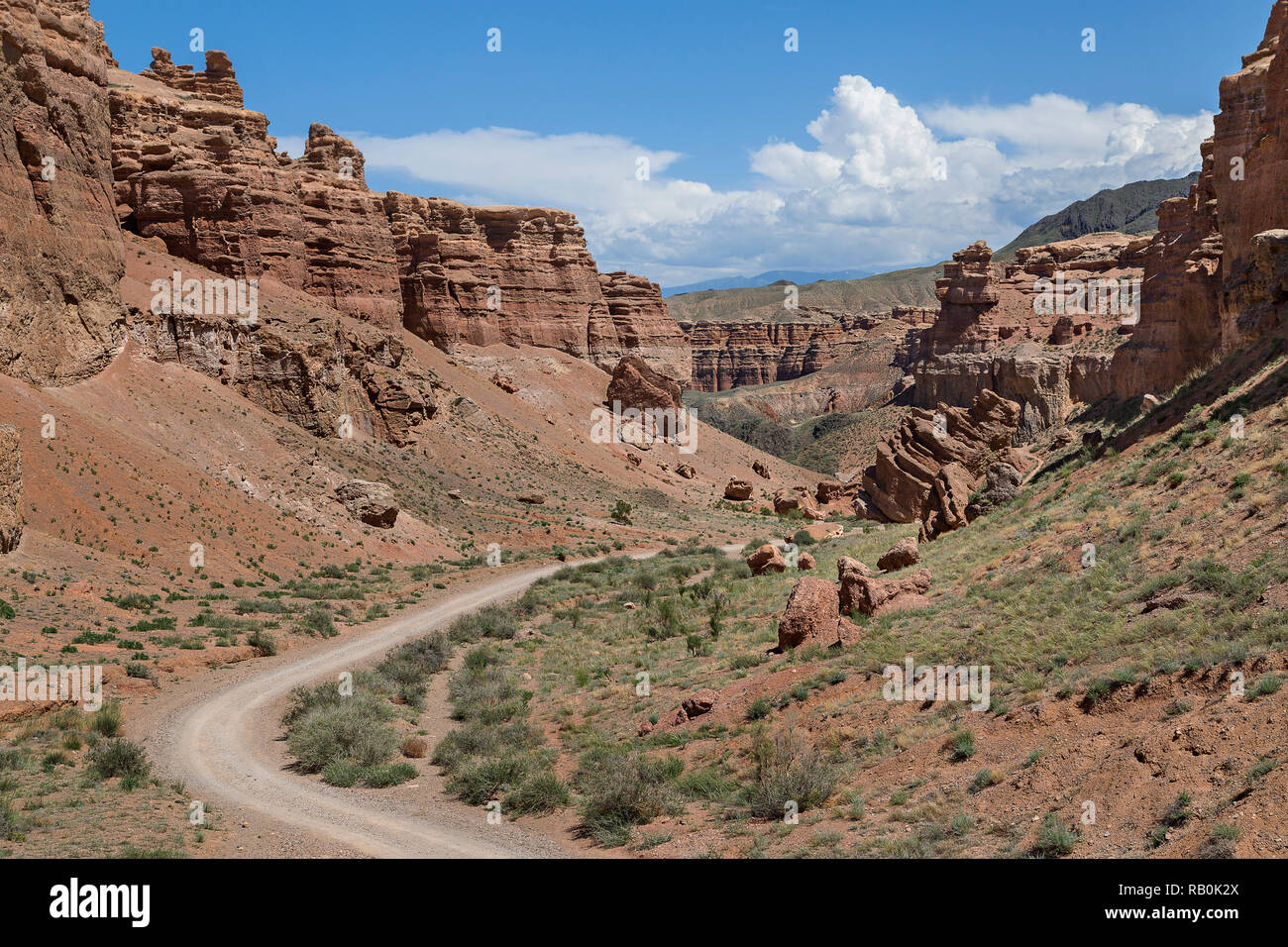 Charyn Canyon in Kasachstan für seine interessanten Felsformationen bekannt. Stockfoto